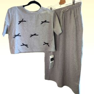 🎀 Couture 🎀 gray cropped sweatshirt and midi skirt set
